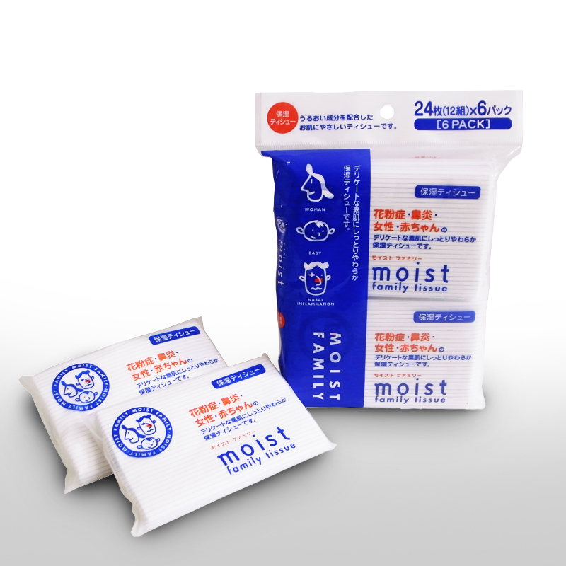 Lốc Khăn Giấy Bỏ Túi Moist Family 6 Gói 12 Tờ 2 Lớp
