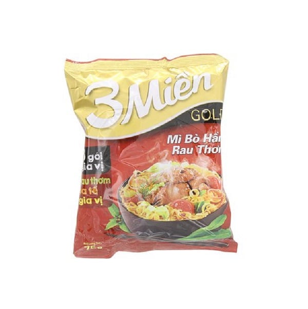 Mì Reeva 3 Miền Gold Bò Hầm Xào Rau Thơm 75G