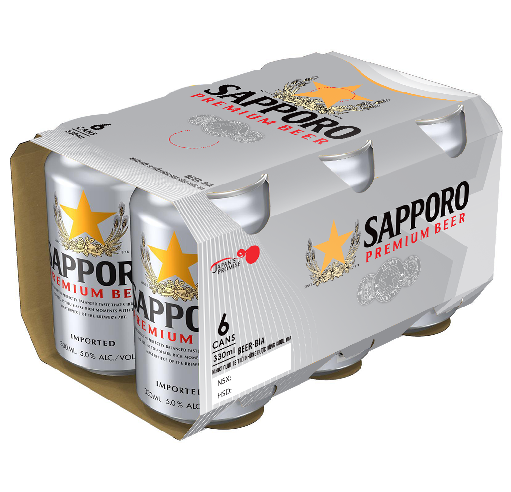 Lốc 6 Bia Sapporo Premium 330Mlx6