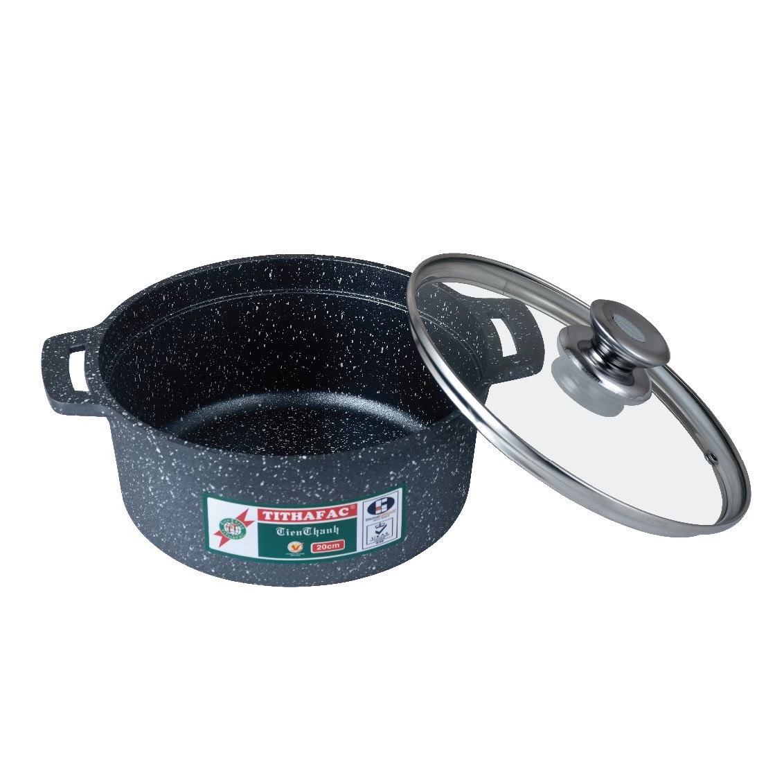 Nồi Hkn Vân Đá Nắp Kính Bếp Từ Tithafac 16 - Marble