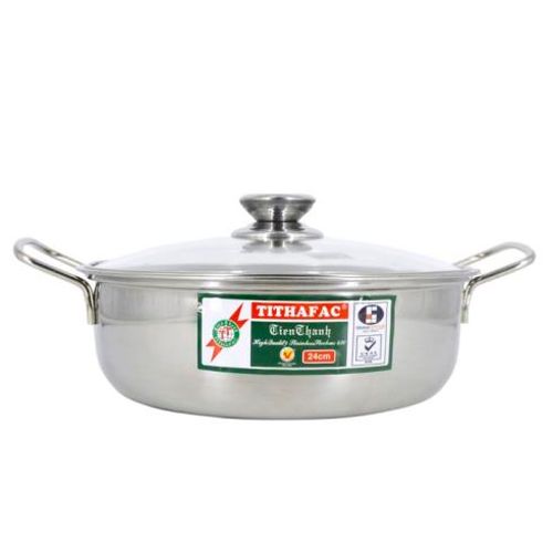Nồi Lẩu Inox430 Nắp Kính Tithafac 24Cm