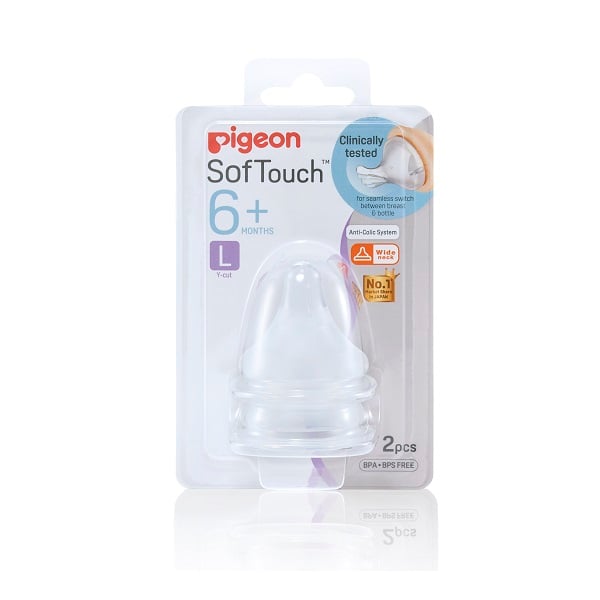Núm Vú Silicon Siêu Mềm Plus Pigeon (L) Vỉ 2 Cái