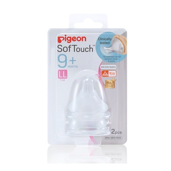 Núm Vú Silicon Siêu Mềm Plus Pigeon (Ll) Vỉ 2 Cái