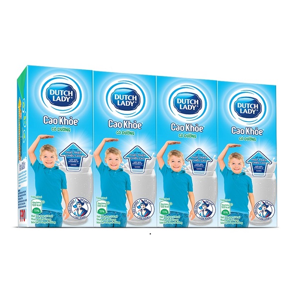 Lốc 4 Hộp Sữa Tiệt Trùng Cô Gái Hà Lan Cao Khỏe Có Đường - 170Ml