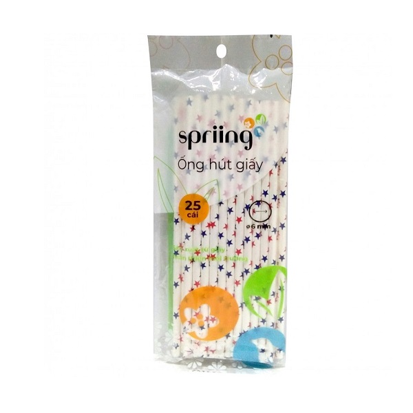 Ống Hút Giấy Spriing 6Mm - Lốc 25 Cái