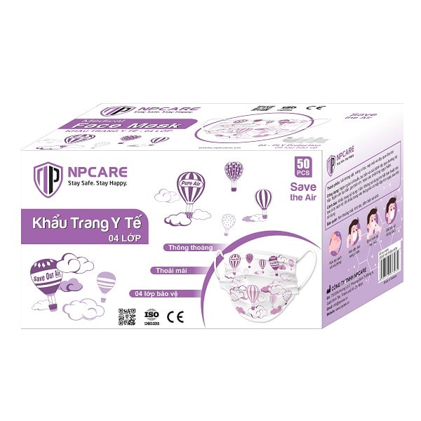 Khẩu Trang Y Tế Npcare 4 Lớp Save The Air Hộp 50 Cái (Store 1001, 1003)