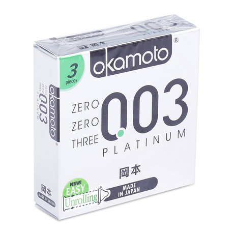 Bao Cao Su Okamoto 0.03 Platimum Siêu Mỏng - Hộp 3 Cái