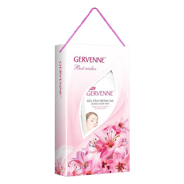Hộp Quà Gervenne Sữa Tắm Trắng Tinh Chất Sữa Dê Hương Hoa Lily Hồng 900G