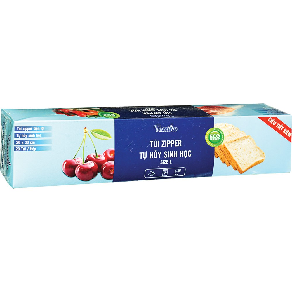 Túi Zipper Tự Hủy Sinh Học Tamiko Size L 26X30Cm