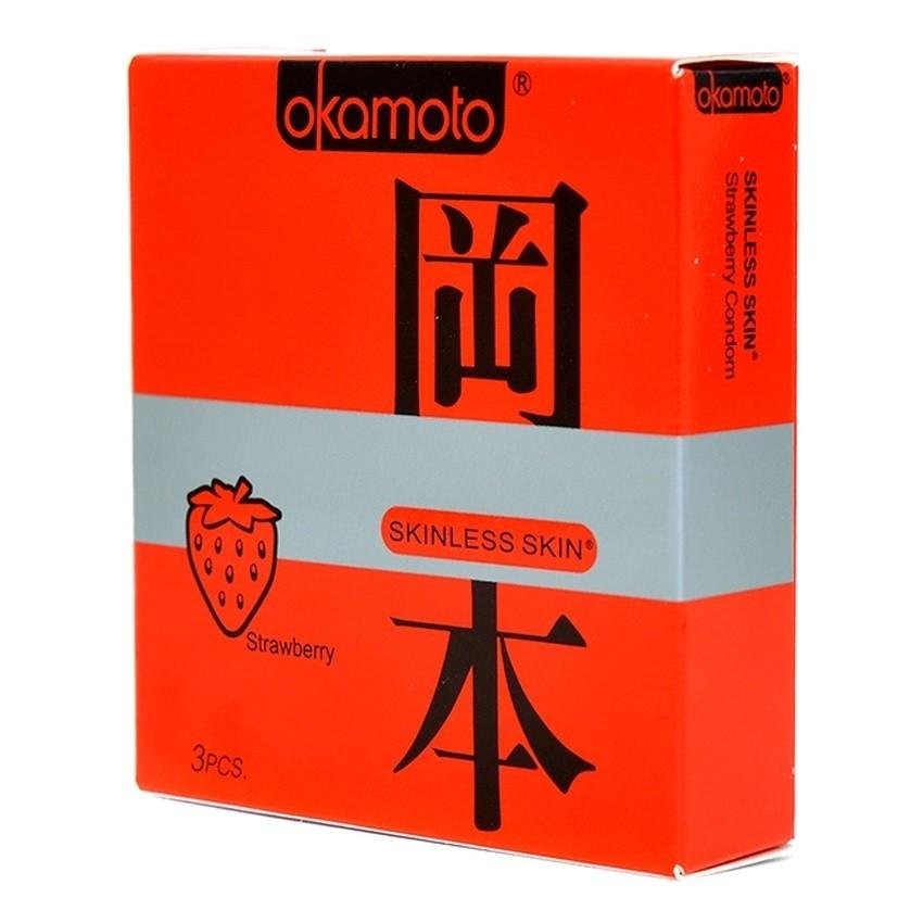 Bao Cao Su Okamoto Skinless Skin Strawberry 10`S Hộp 10 Cái