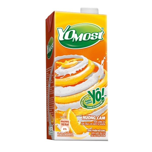Sữa Chua Lên Men Tự Nhiên Yomost Vị Cam - Hộp 1L