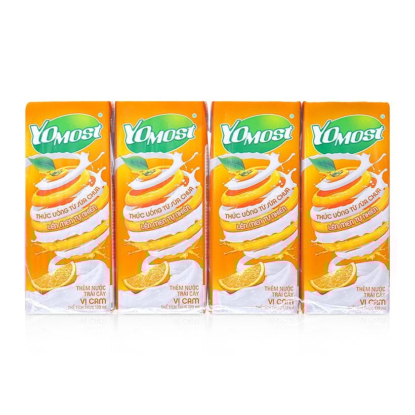 Sữa Chua Uống Lên Men Yomost Hương Cam - Lốc 4 X 170Ml