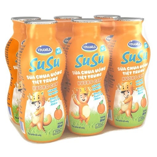 Sữa Chua Uống Susu Hương Cam - Lốc 6 Chai X 80Ml