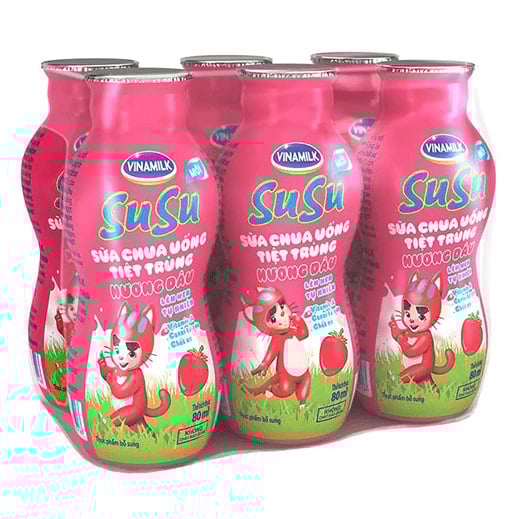 Sữa Chua Uống Susu Hương Dâu - Lốc 6 Chai X 80Ml