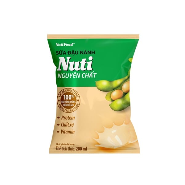 Sữa Đậu Nành Nuti Nguyên Chất - Bịch 200Ml