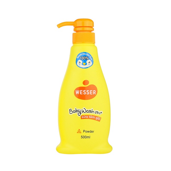 Sữa Tắm Gội Em Bé 2 Trong 1 Wesser Angel Hương Phấn 500Ml Màu Cam