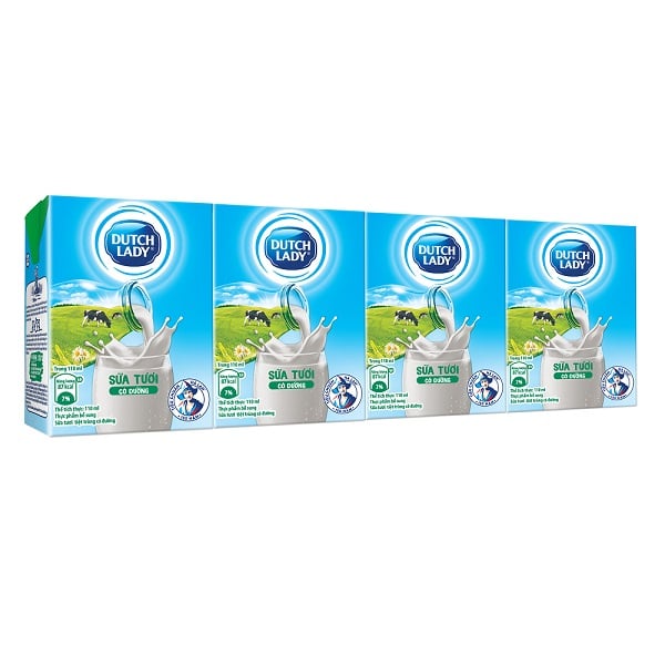 Sữa Tươi Tiệt Trùng Cô Gái Hà Lan Có Đường -  Lốc 4 X 110Ml