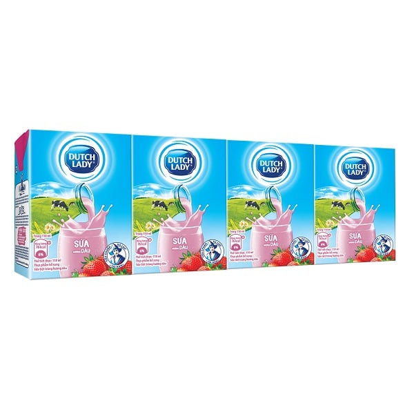 Sữa Tươi Tiệt Trùng Cô Gái Hà Lan Hương Dâu -  Lốc 4 X 110Ml