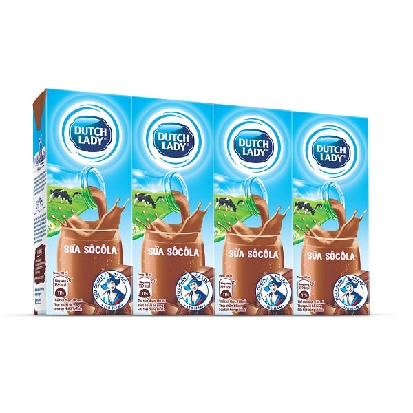 Sữa Tươi Tiệt Trùng Cô Gái Hà Lan Hương Socola -  Lốc 4 X 180Ml