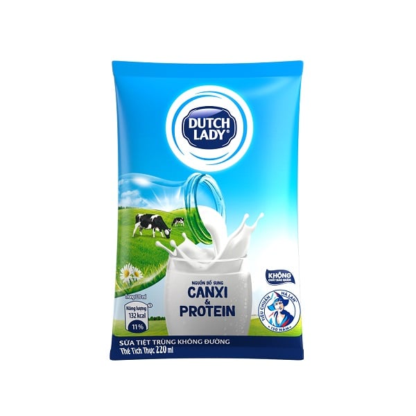Sữa Tươi Tiệt Trùng Cô Gái Hà Lan Không Đường - Bịch 220Ml