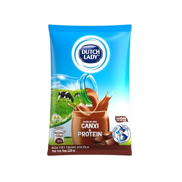 Sữa Tươi Tiệt Trùng Cô Gái Hà Lan Socola Bịch 220Ml