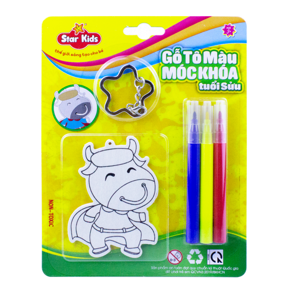 Gỗ Tô Màu Móc Khóa Tuổi Sửu R - Star K - 231/2