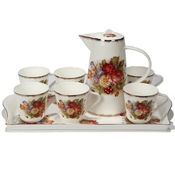 Bộ Tách + Khay 8 Chi Tiết Bone Porcelain