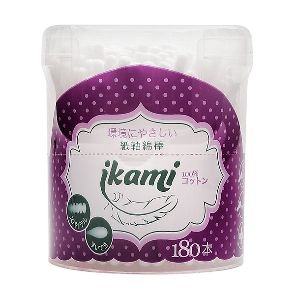 Tăm Bông Ikami Spiral Thân Giấy 180 Chiếc 1 Đầu Xoắn