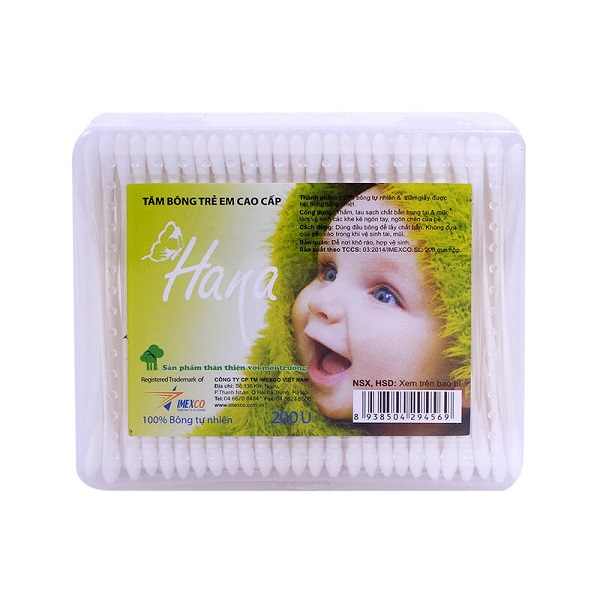 Tăm Bông Trẻ Em Hana Hộp Chữ Nhật 200 Que