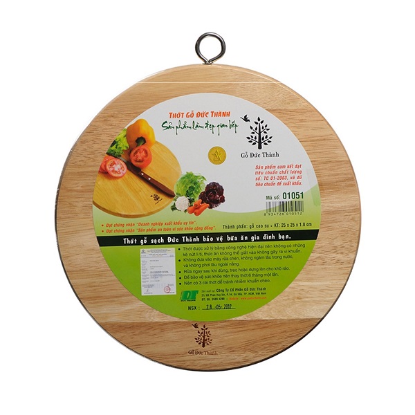 Thớt Tròn Gỗ Đức Thành Khoen D250 (24.5 X 24.5 X 1.8Cm)