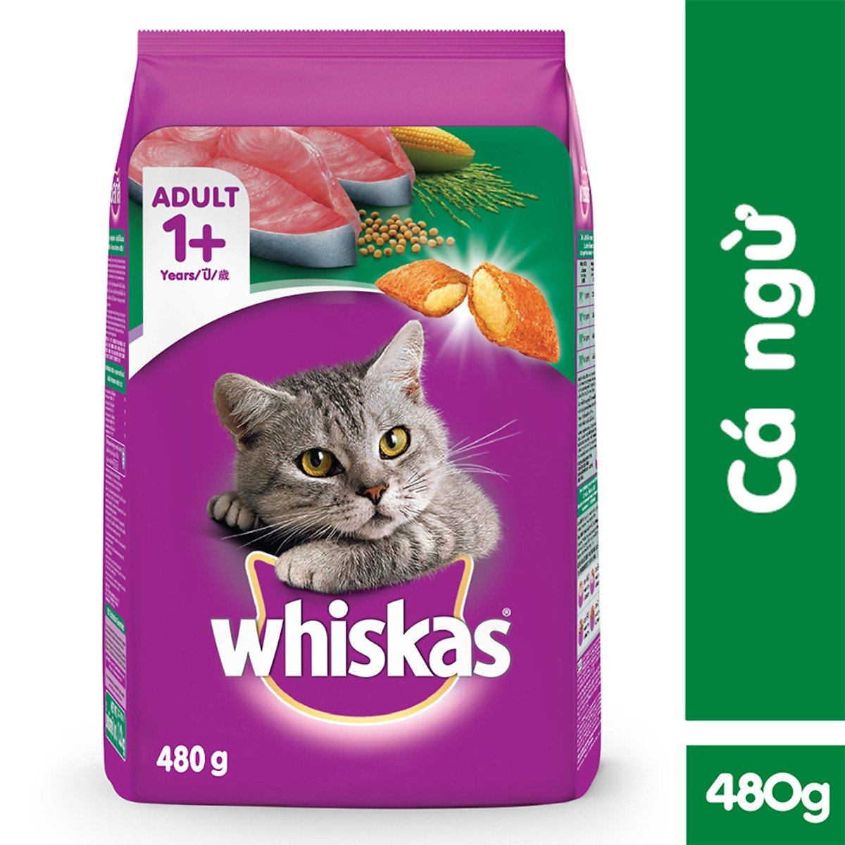 Thức Ăn Cho Mèo Lớn Whiskas Vị Cá Ngừ Túi 480G
