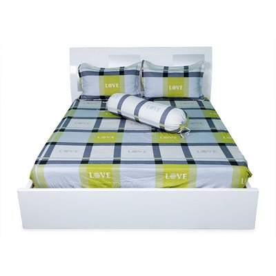 Bộ Drap Gối Bọc Cotton Hoa Hometex 180 X 200 Cm