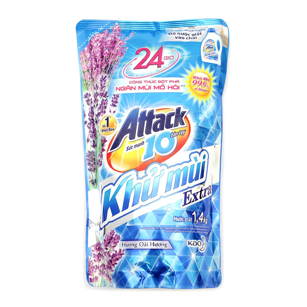 Nước Giặt Attack Khử Mùi Túi 1.4Kg - Hương Oải Hương