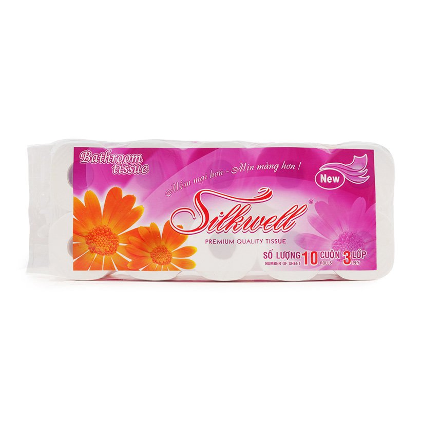 Giấy Vệ Sinh Cao Cấp Silkwell 3 Lớp 10 Cuộn - Tím