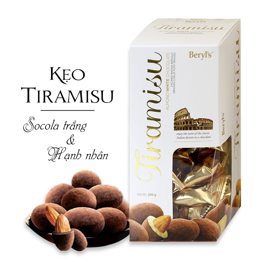 Socola Tiramisu Almond White Hộp Giấy 200G