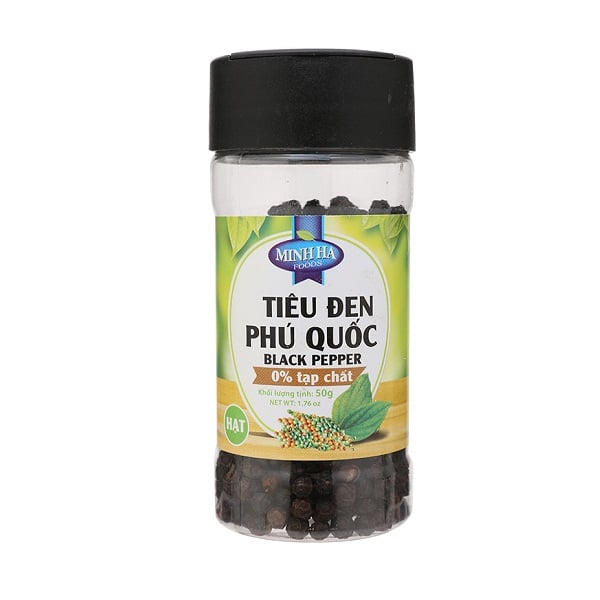 Tiêu Đen Phú Quốc Nguyên Hạt Minh Hà - Lọ 50G