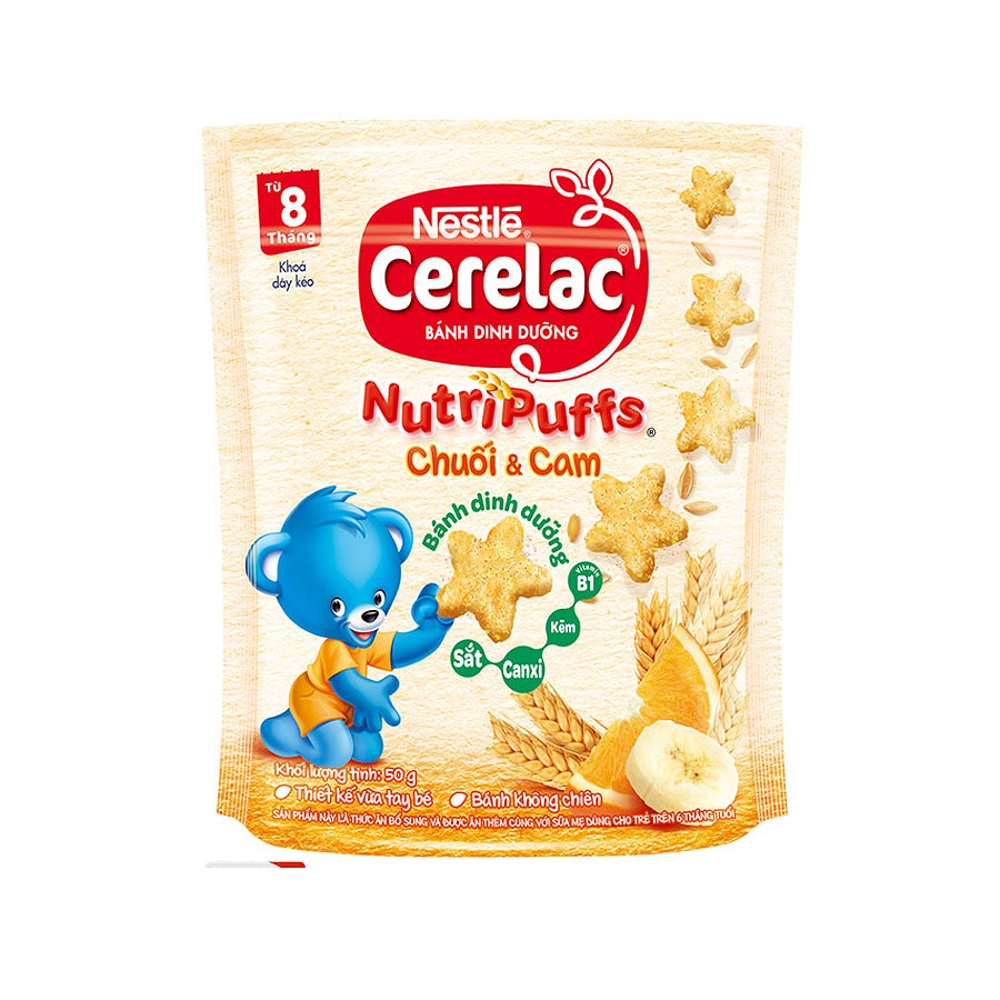 Bánh Ăn Dặm Nestle Cerelac Vị Chuối Cam 50G
