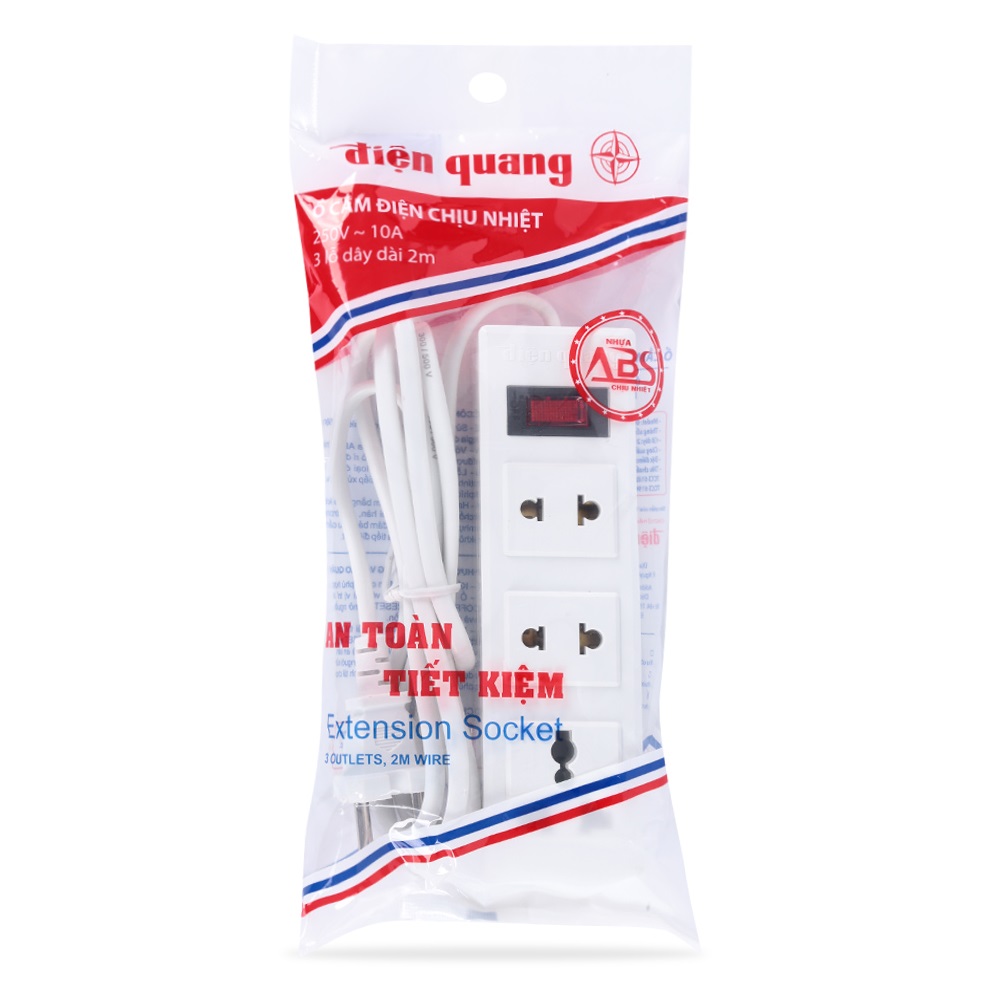 Ổ Cắm Điện Quang Đq 002A - 02 - 2M (3 Lỗ Dây 2 Mét)