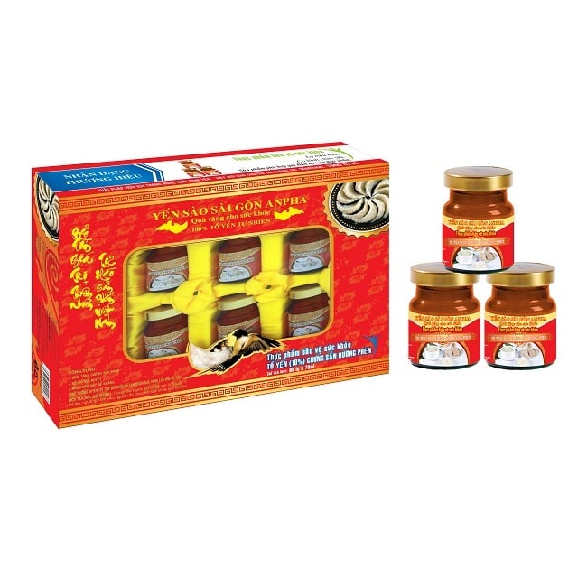Hộp Đỏ 6 Lọ Yến Sào Anpha Có Đường 70Ml