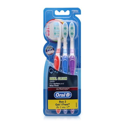 Bàn Chải Đánh Răng Oral - B Dual Clean - Vỉ 3 Cái