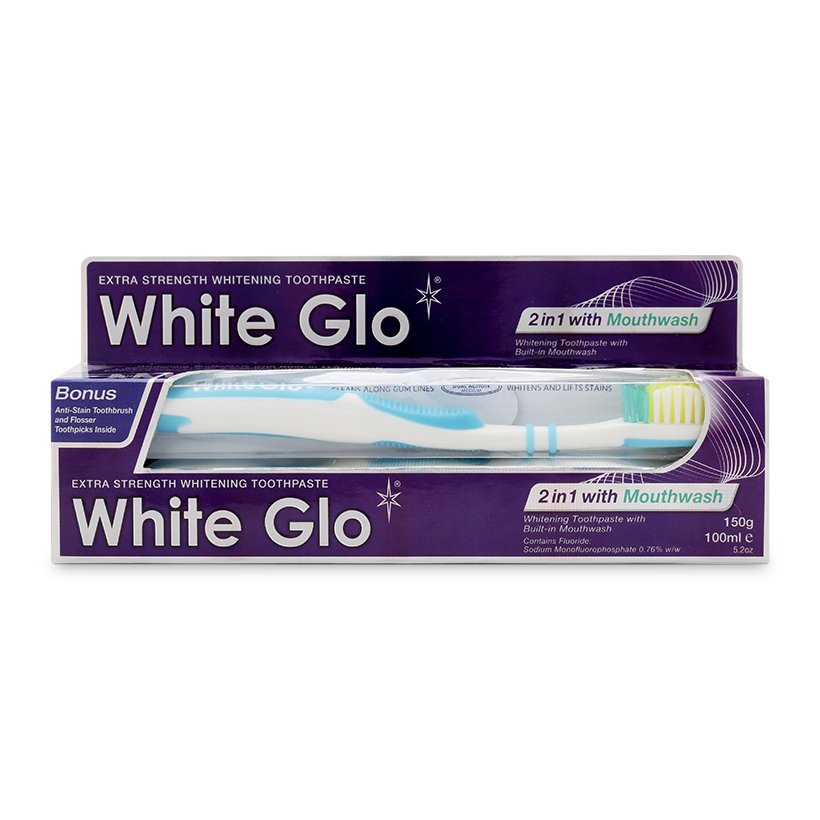 Kem Đánh Răng White Glo 2 Trong 1 - 150G