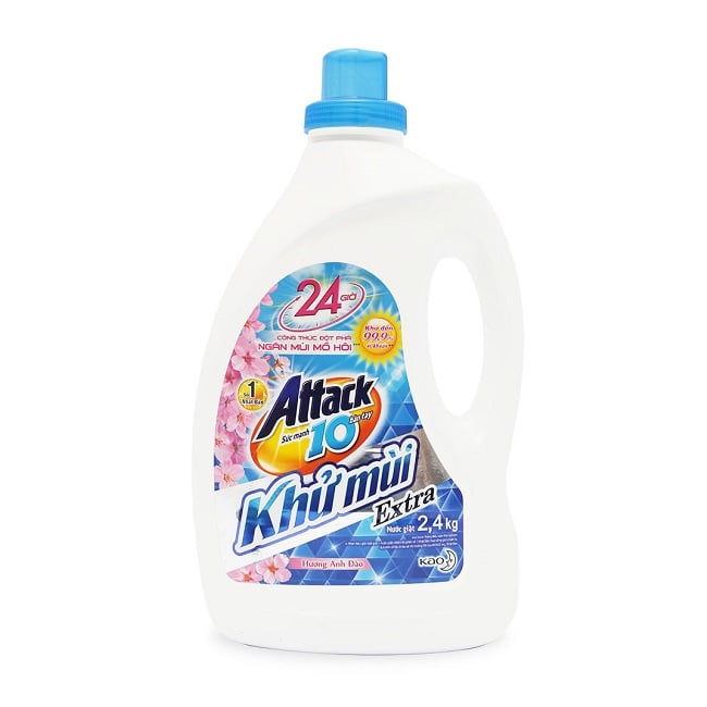 Nước Giặt Attack Khử Mùi Chai 2.4Kg - Hương Hoa Anh Đào