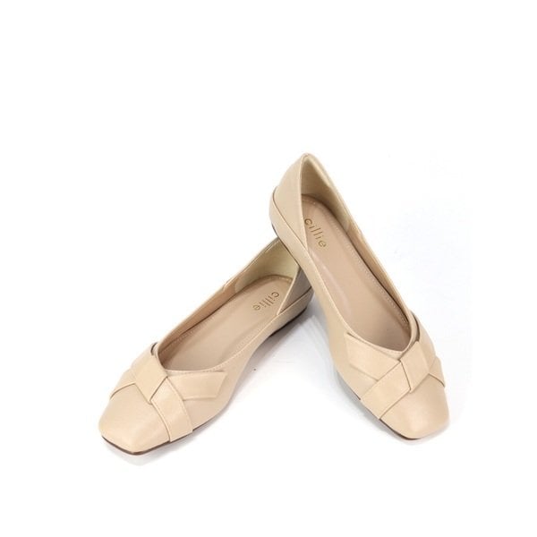Giày Búp Bê Mũi Vuông Màu Kem Cillie 1136 (Store 5703)
