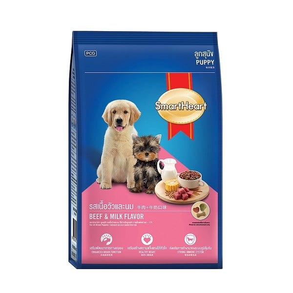Thức Ăn Chó Con Vị Bò Và Sữa Smartheart 500G