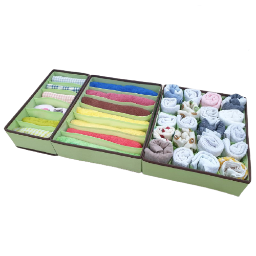 Set 3 Khay Vải Đựng Đồ Xanh