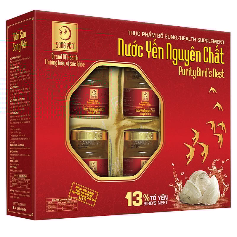 Yến Sào Song Yến Nguyên Chất Hộp 6 X 70Ml