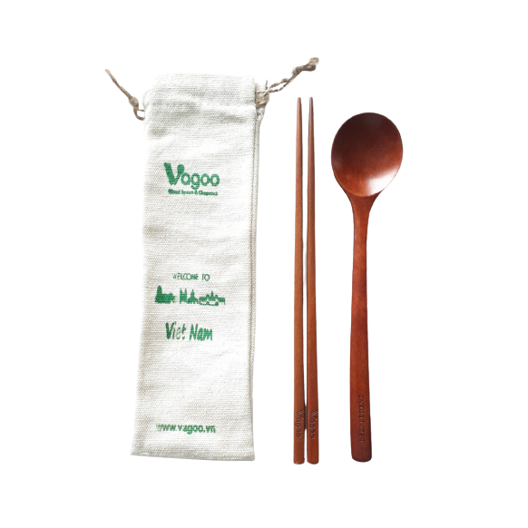 Bộ Đũa Muỗng Cá Nhân Kèm Túi Vải Vagoo