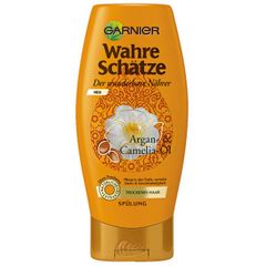 GARNIER Wahre Schatze Argan & Camelia - Dầu xả từ dầu Argan & Hoa trà phục hồi tóc khô 200ml