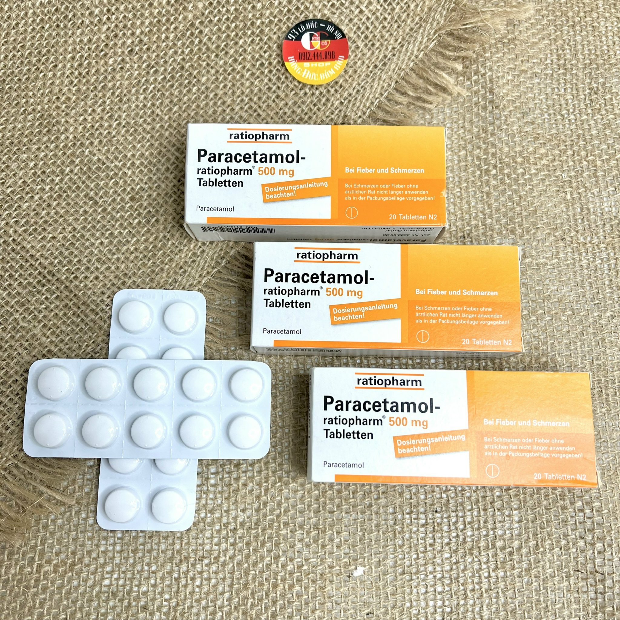 Paracetamol-RATIOPHARM 500mg (gói 20 viên) giảm đau và hạ sốt . – GGshop -  Hàng Đức Đảm Bảo
