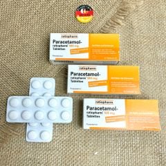 RATIOPHARM Paracetamol 500mg - Viên uống giảm đau và hạ sốt , hộp 20 viên
